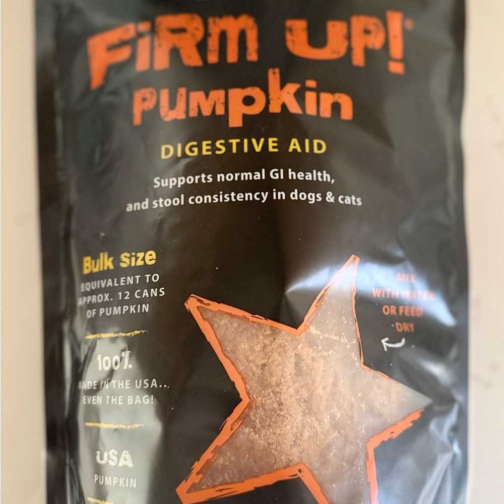 Firm Up! Pumpkin Digestive Aid for Pets, new bag, never opened! 16 oz Large bag